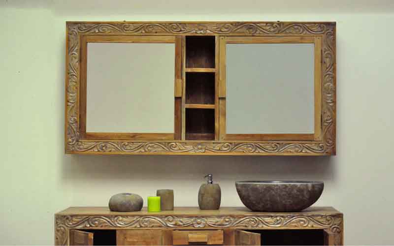 tegenkomen Legacy Volgen Spiegel und Spiegelkasten aus Holz für das Badzimme